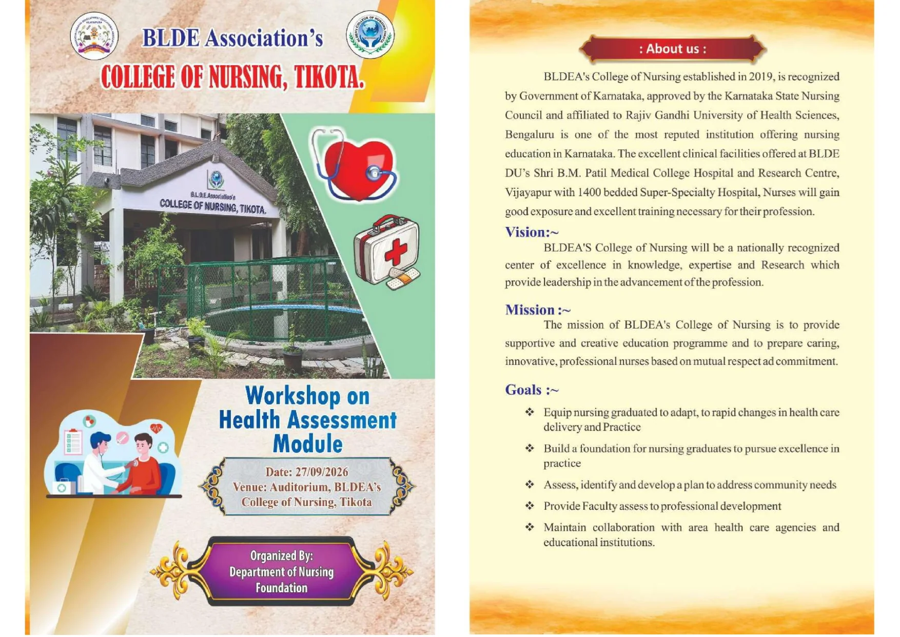 Workshop on Health Assessment Module - Brochure and About Us