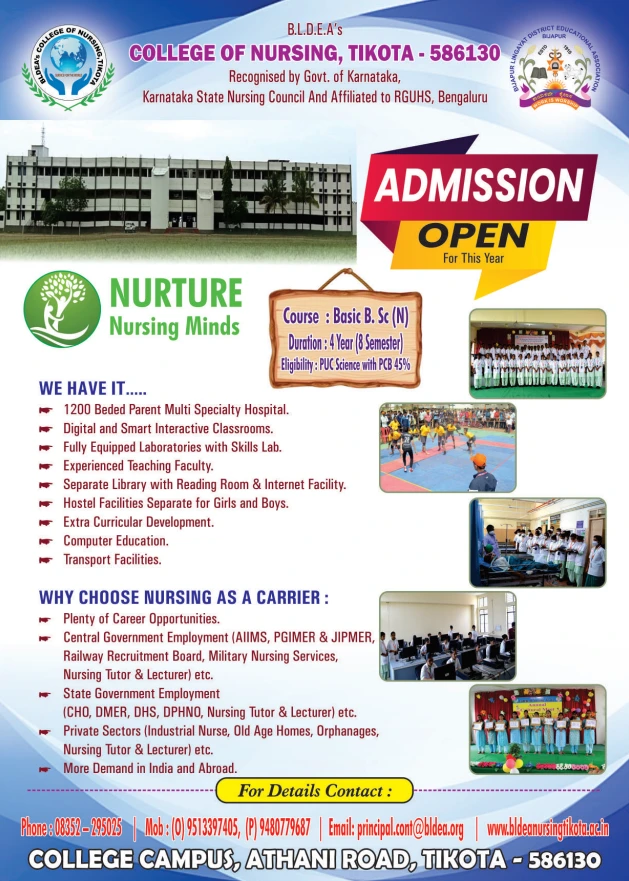 Admission Open - BLDEA's College of Nursing, Tikota